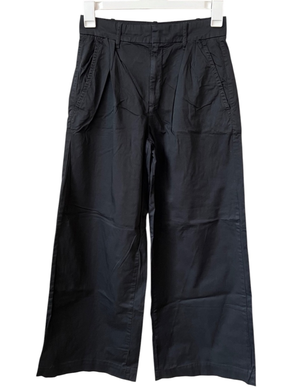 Everlane Easy Wide-Leg Organic Cotton Ankle Pants In Black Size 2R